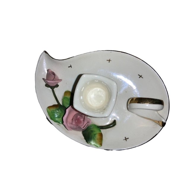 Lefton Christmas Candle stick holder Set of 2 Japan- Pink Rose Vintage - Picture 2 of 9